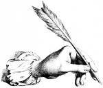 image d'une main tenant une plume