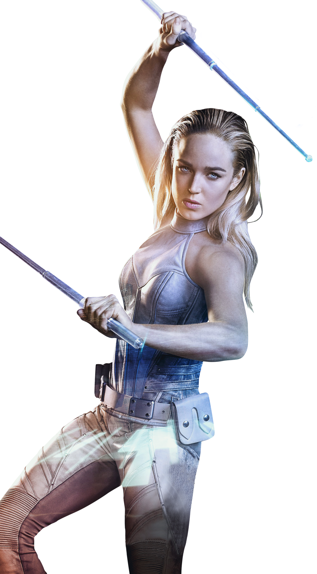Image de Sara Lance avec ses bâtons de combat