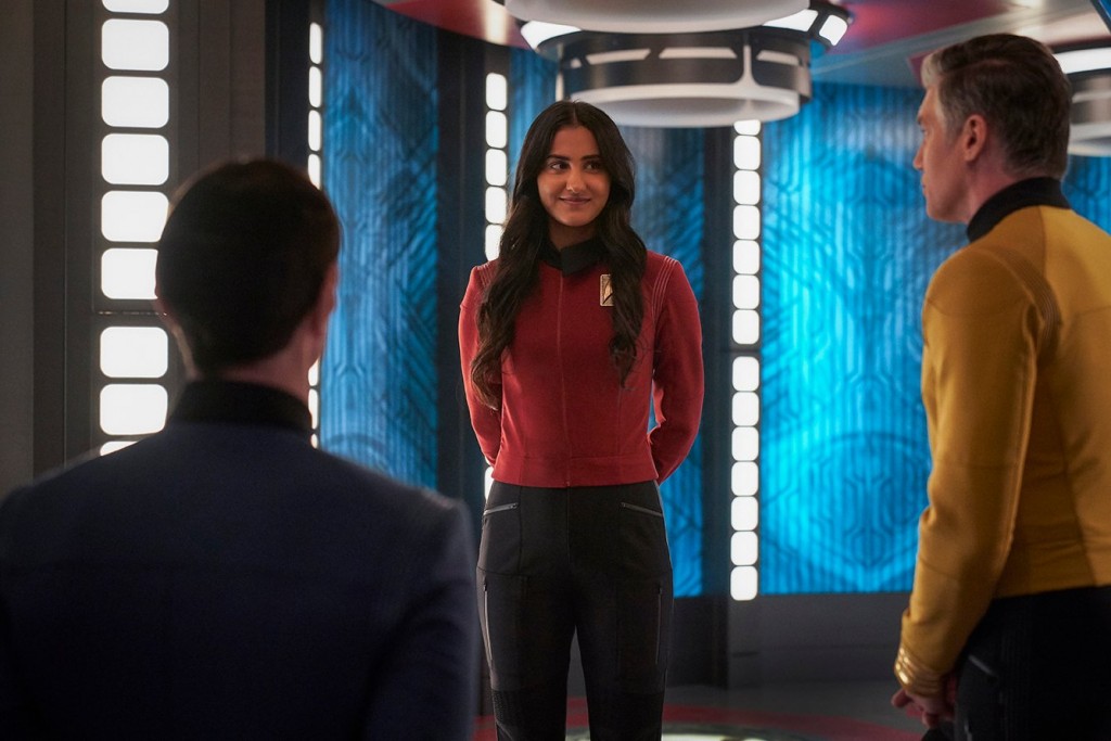 La cadette Thira Sidhu, Spock et le Capitaine Pike.