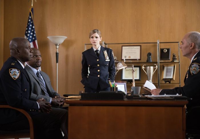 Ray Holt (Andre Braugher), Terry Jeffords (Terry Crews) & Madeline Wuntch (Kyra Sedgwick)