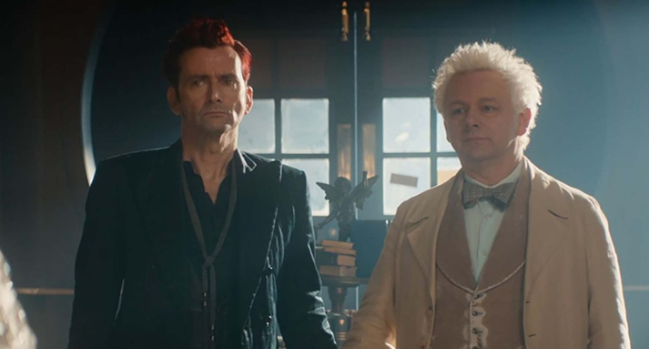 l'ange Aziraphale et le démon Crowley dans la série Good Omens