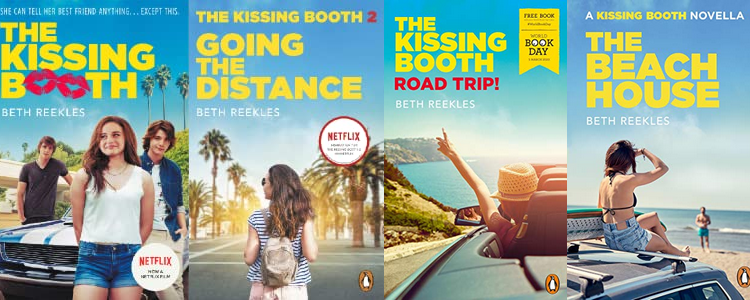Les couvertures des 4 livres : The Kissing Booth, Going the Distance, Road Trip, The Beach House