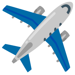 Emoji Avion GOOGLE Noto Color, cat�gories Voyages & Lieux + Transports A�riens & Spatiaux, sous licence Apache 2.0