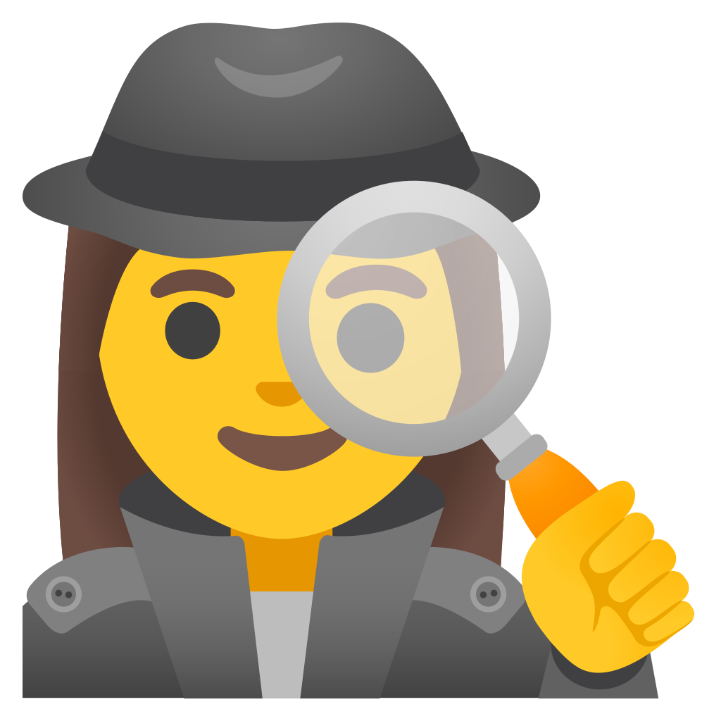 Emoji D�tective femme GOOGLE Noto Color, cat�gories Personnes & Corps + Professions et R�les, sous licence Apache 2.0