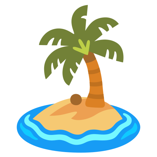 Emoji �le d�serte GOOGLE Noto Color, cat�gories Voyages & Lieux + G�ographie, sous licence Apache 2.0