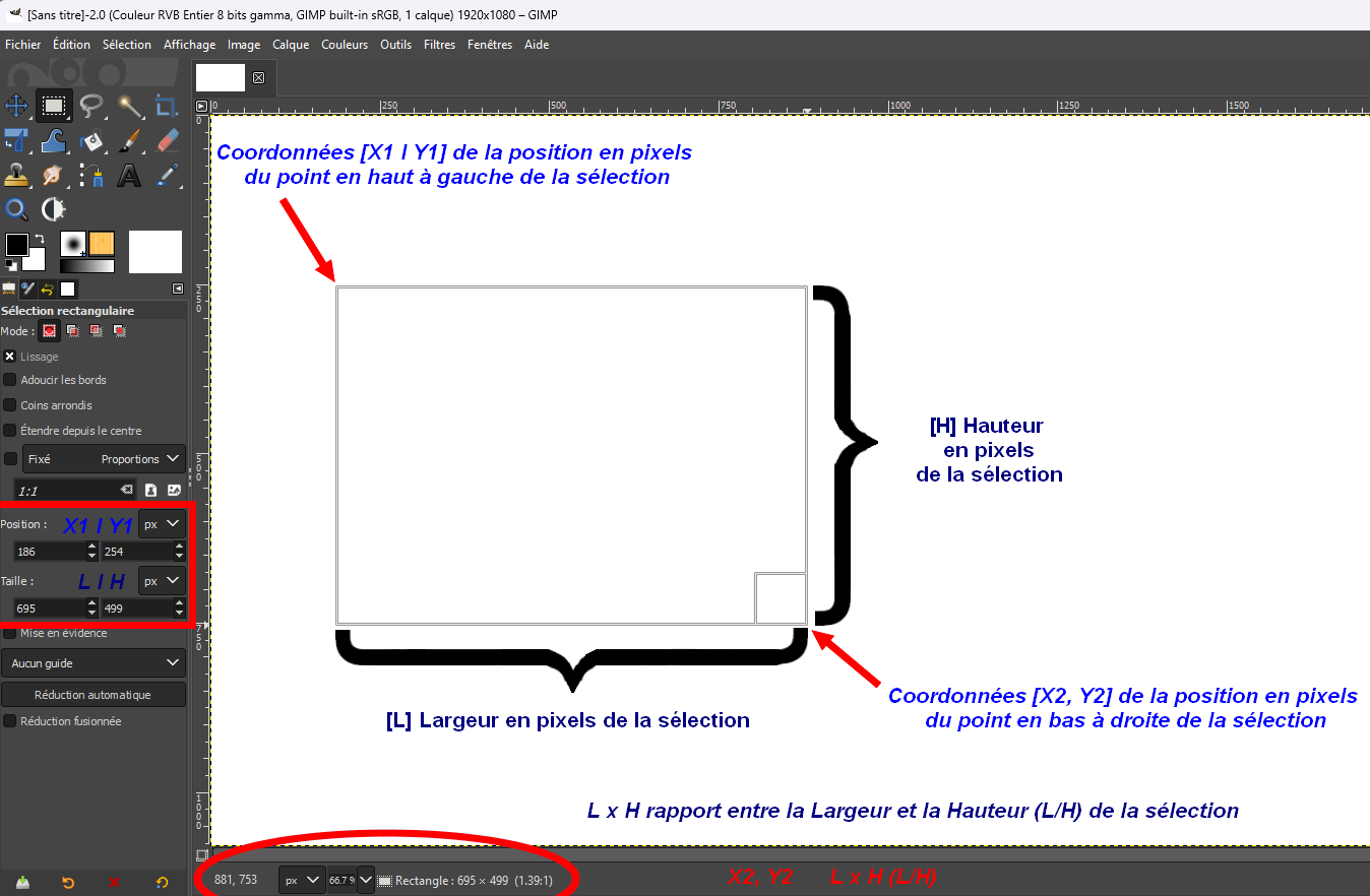 visuel outil param�trage manuel GIMP