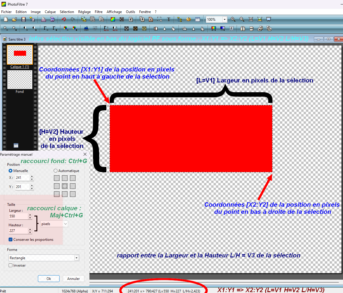 visuel outil param�trage manuel PhotoFiltre