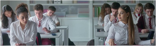 Banni&egrave;re avec les &eacute;l&egrave;ves de Las Encinas pour l'&eacute;pisode 2x06 d'Elite