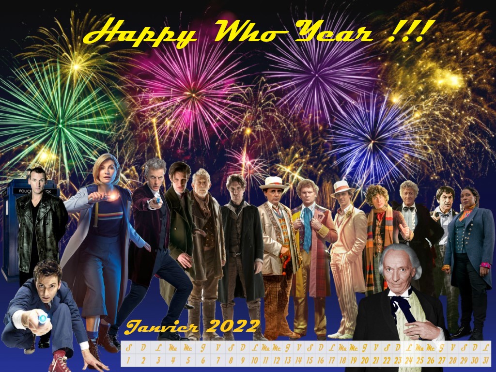 Calendrier du mois de Janvier 2022 Happy Who Year All the Doctor