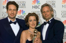 David Duchovny, Gillian Anderson et Chris Carter aux Golden Globes